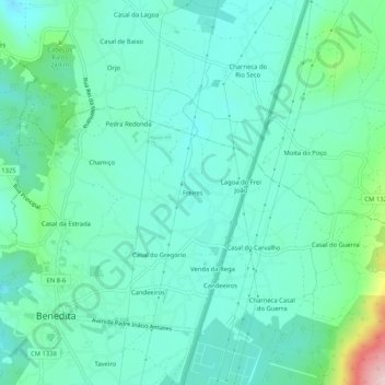 Mappa topografica Freires, altitudine, rilievo