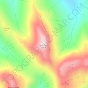 Mappa topografica An Caisteal, altitudine, rilievo