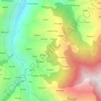 Mappa topografica Bagalti, altitudine, rilievo