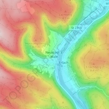 Mappa topografica Neustadt a. Main, altitudine, rilievo