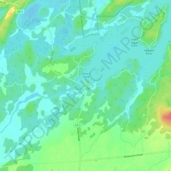 Mappa topografica Outlet, altitudine, rilievo