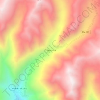 Mappa topografica Chaupiyacu, altitudine, rilievo