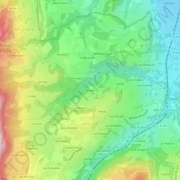 Mappa topografica Rougier, altitudine, rilievo