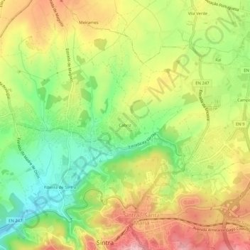 Mappa topografica Cabriz, altitudine, rilievo