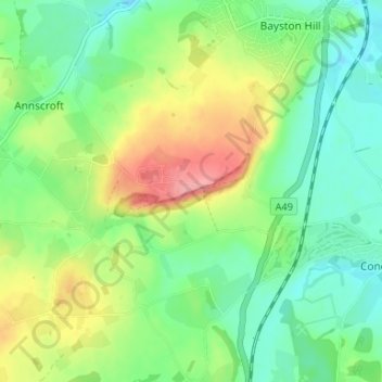 Mappa topografica Lyth Hill, altitudine, rilievo