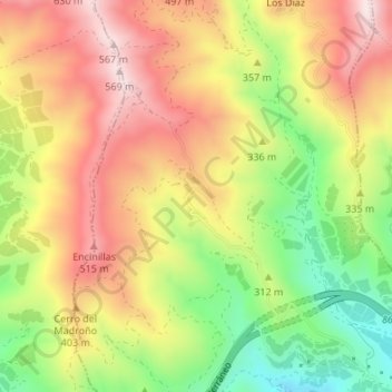Mappa topografica Rambla del Agua, altitudine, rilievo