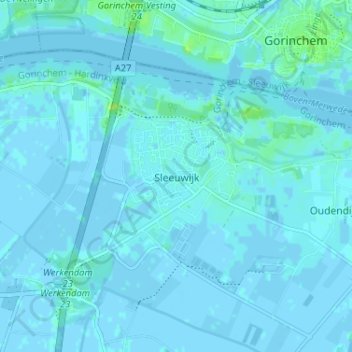 Mappa topografica Sleeuwijk, altitudine, rilievo