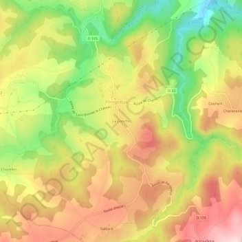 Mappa topografica La Conche, altitudine, rilievo