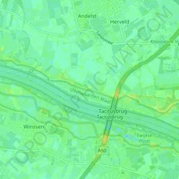 Mappa topografica Wolferen, altitudine, rilievo