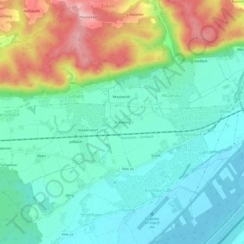 Mappa topografica Armeding, altitudine, rilievo