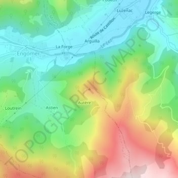 Mappa topografica Pic de Nantech, altitudine, rilievo