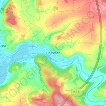 Mappa topografica Hollstadt, altitudine, rilievo
