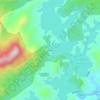 Mappa topografica Colony, altitudine, rilievo