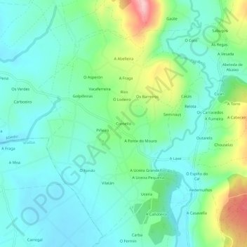 Mappa topografica Cornello, altitudine, rilievo