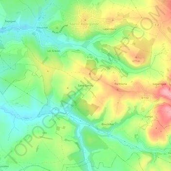Mappa topografica Saint-Geniez, altitudine, rilievo