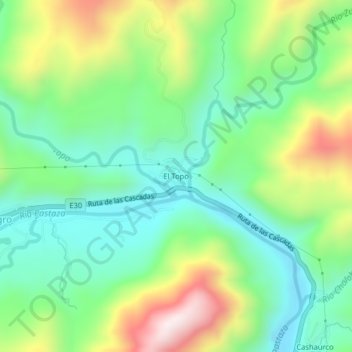 Mappa topografica El Topo, altitudine, rilievo