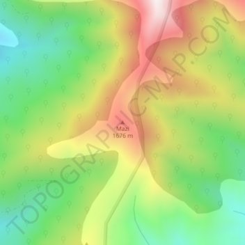 Mappa topografica Mazi, altitudine, rilievo