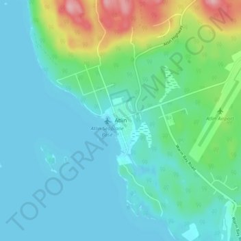 Mappa topografica Atlin, altitudine, rilievo