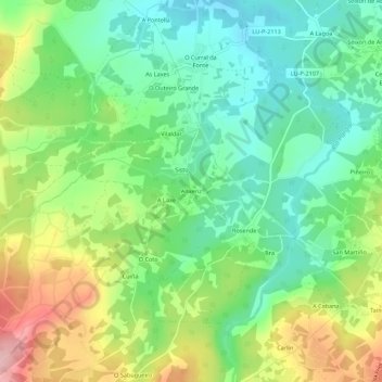 Mappa topografica Anxeriz, altitudine, rilievo