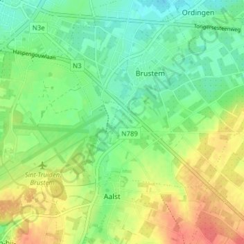Mappa topografica Brugske, altitudine, rilievo