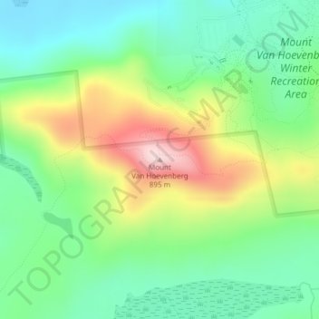 Mappa topografica Mount Van Hoevenberg, altitudine, rilievo