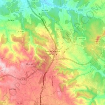 Mappa topografica Santa Catarina da Serra, altitudine, rilievo