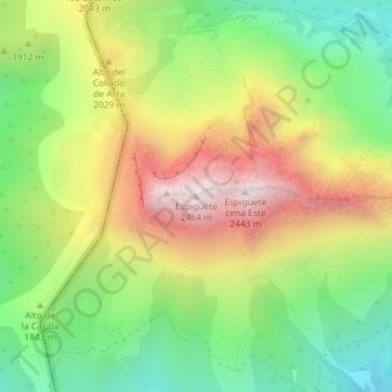 Mappa topografica Espigüete, altitudine, rilievo