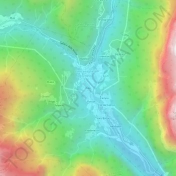 Mappa topografica Palù, altitudine, rilievo