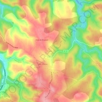 Mappa topografica Coudenas, altitudine, rilievo