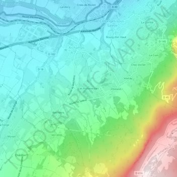 Mappa topografica Les Pommeraies, altitudine, rilievo