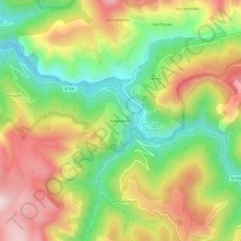 Mappa topografica Balazuègnes, altitudine, rilievo