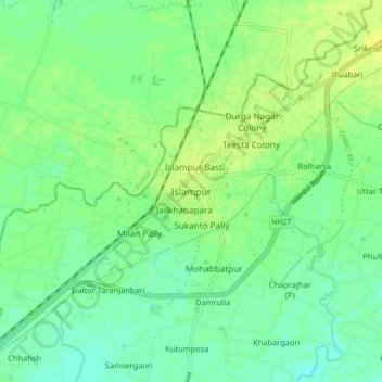 Mappa topografica Islampur, altitudine, rilievo