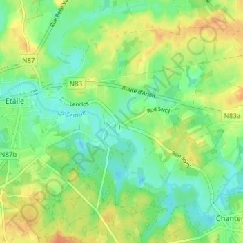 Mappa topografica Sivry, altitudine, rilievo