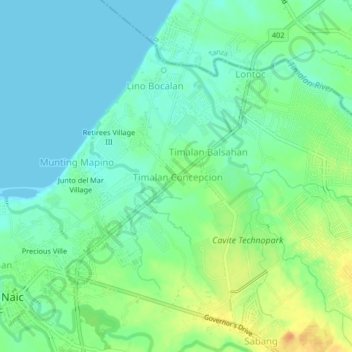 Mappa topografica Timalan Concepcion, altitudine, rilievo