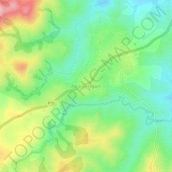 Mappa topografica Nkong-Ngam, altitudine, rilievo