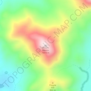 Mappa topografica Mount Adams, altitudine, rilievo