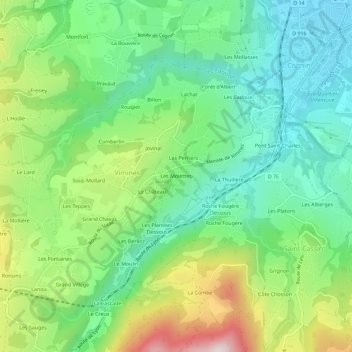 Mappa topografica Les Molettes, altitudine, rilievo