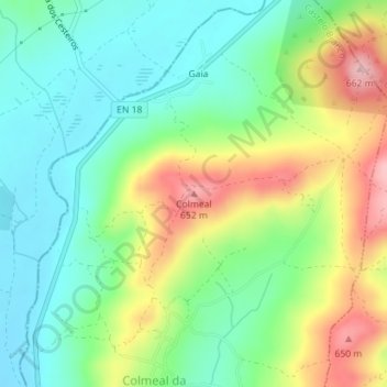Mappa topografica Colmeal, altitudine, rilievo