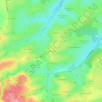 Mappa topografica Les Bernards, altitudine, rilievo