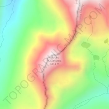 Mappa topografica Mount Oklahoma, altitudine, rilievo