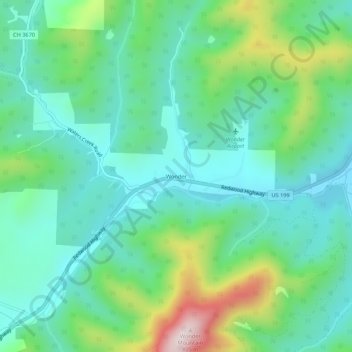 Mappa topografica Wonder, altitudine, rilievo