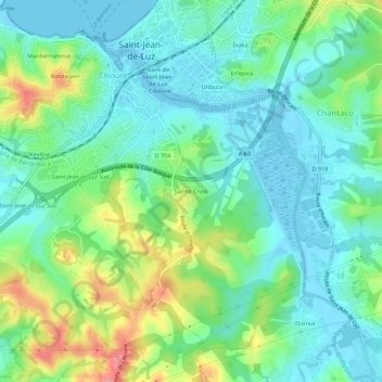 Mappa topografica Sainte-Croix, altitudine, rilievo