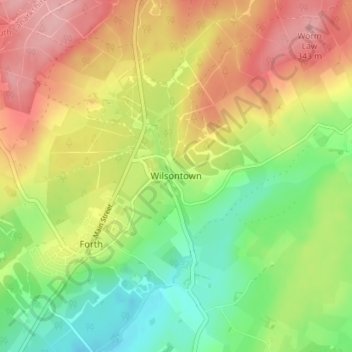 Mappa topografica Wilsontown, altitudine, rilievo