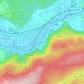 Mappa topografica Arcier, altitudine, rilievo