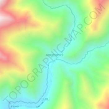 Mappa topografica Junta de Valeriano, altitudine, rilievo