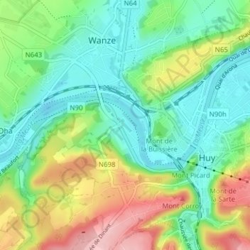 Mappa topografica Ahin, altitudine, rilievo