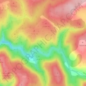 Mappa topografica Los Rodenos, altitudine, rilievo