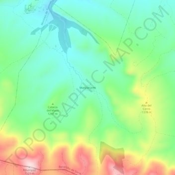 Mappa topografica Manzanares, altitudine, rilievo