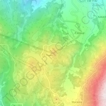 Mappa topografica Tojais, altitudine, rilievo