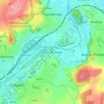 Mappa topografica Pont-de-Loup, altitudine, rilievo